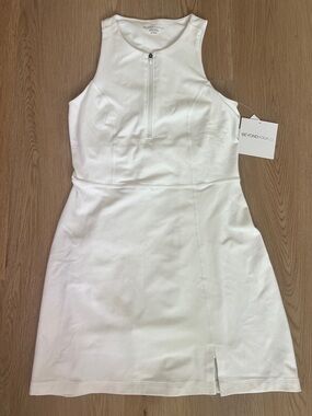 Beyond Yoga White Sleeveless Zip-Front Mini Dress Skort XS